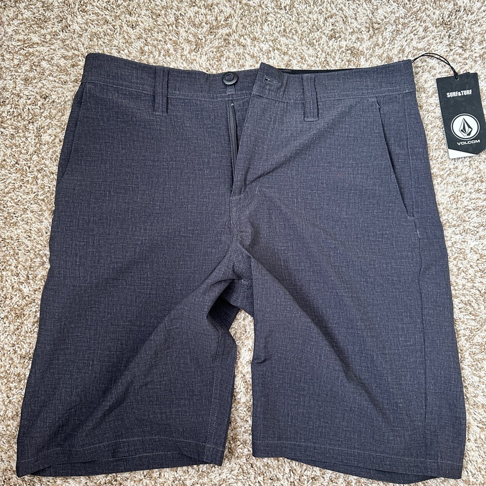 Volcom Gray Surf n' Turf hybrid Flat Front Shorts Classic Style